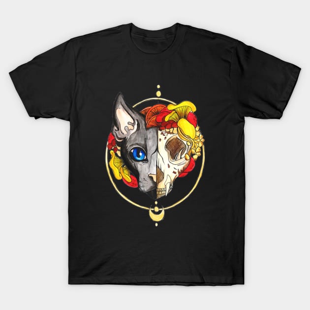 Skull cat mushroom T-Shirt by CréaTiff